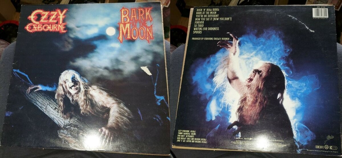 Конверт европейского винилового выпуска альбома Оззи Осборна "Bark at the Moon", 1983 г.