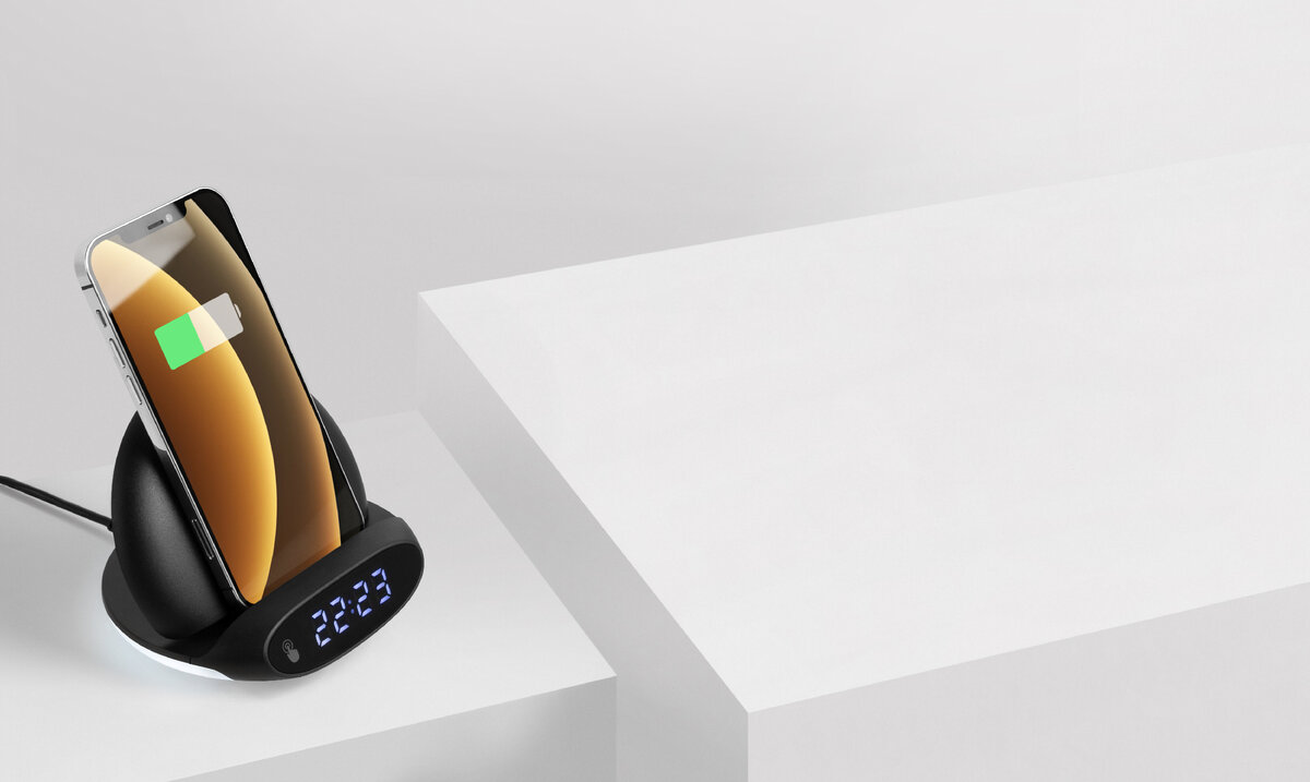 Беспроводная зарядка с часами-будильником Rombica Chronos