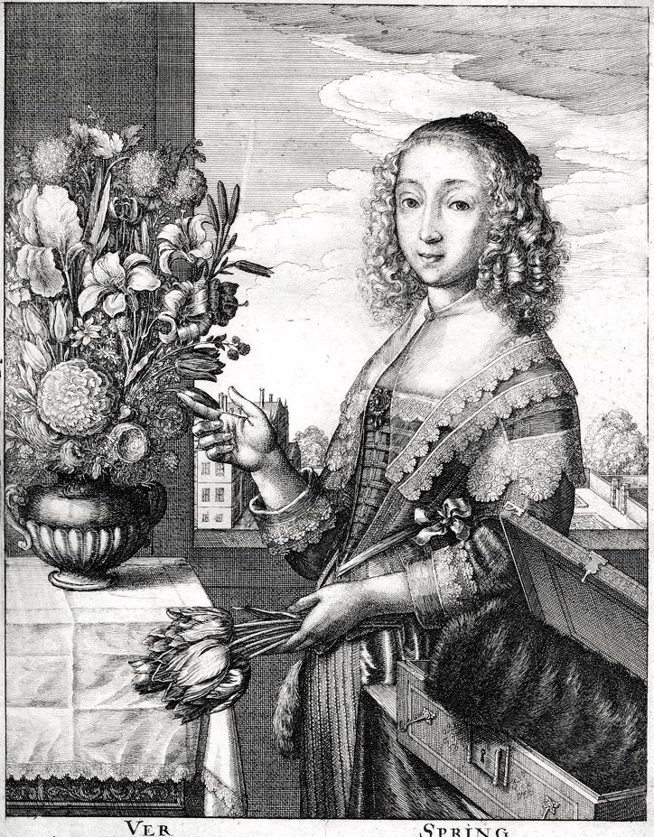 Весна. Офорт Вацлава Холлара из серии "Времена года", 1641 год