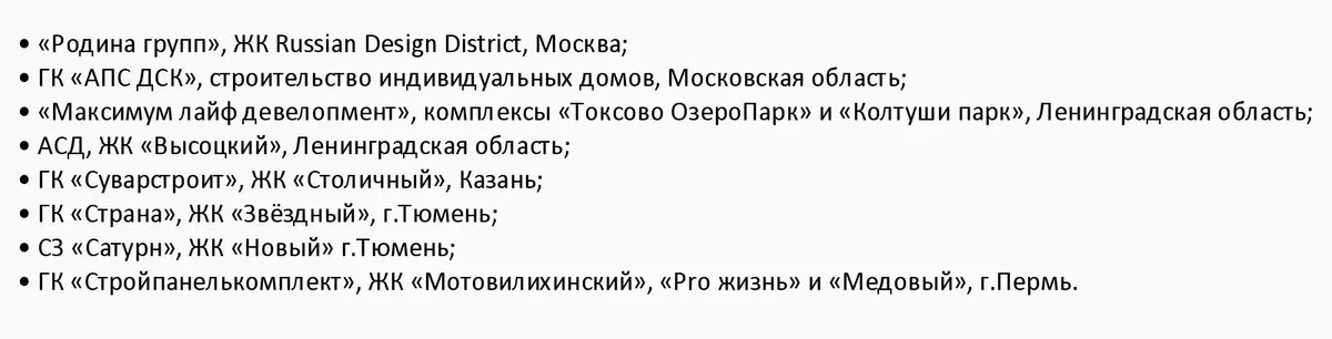 Список застройщиков с льготной ипотекой.