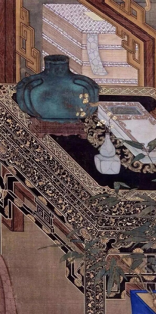 Фрагмент картины «Та, что размышляет над антикварными редкостям»