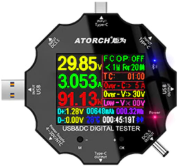 USB тестер, логгер Juwei Atorch UD18 USB 3.1 с Bluetooth
