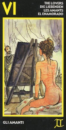 Добавим карту "Влюбленные" из колоды Таро Манара, специализирующейся на теме межполовых отношений.  