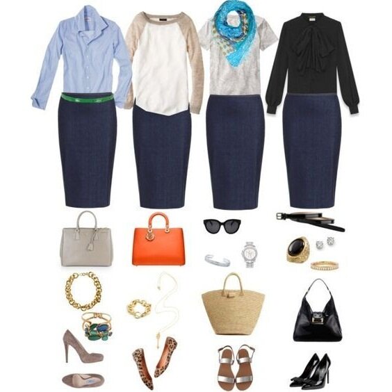 Пример деловой капсулы на базе юбки