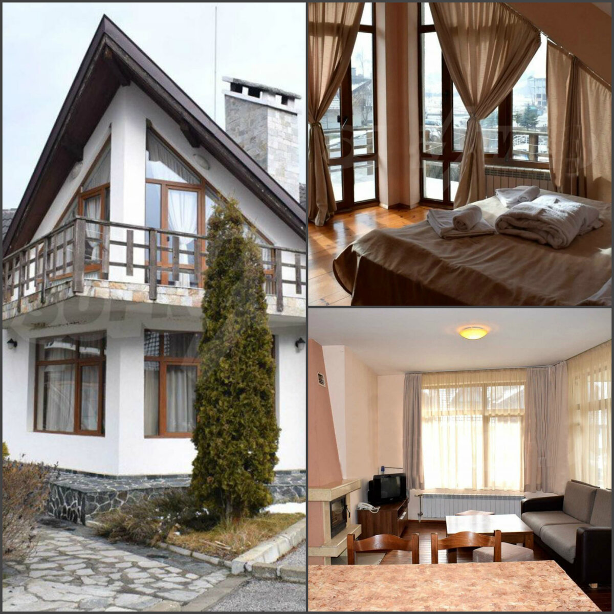 129-метровый дом полностью меблирован и находится в курортном комплексе. С просторного балкона открывается вид на горы Пирин. Рядом с виллой есть гольф-поле, рестораны, озера и аллеи. Город Разлог – важный транспортный центр и является отправным пунктом многих туристских маршрутов в горы Рила и Пирин.