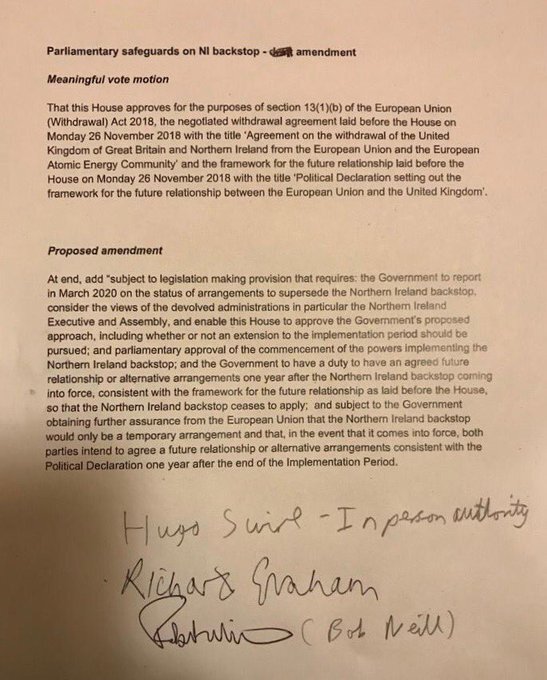 Arlene Foster✔@DUPleaderDomestic legislative tinkering won’t cut it.  The legally binding international Withdrawal Treaty would remain fundamentally flawed as evidenced by the Attorney General’s legal advice.
Laura Kuenssberg✔@bbclaurakBackbench amendment to meaningful vote - laid tonight 1 9330:45 - 7 дек. 2018 г.Информация о рекламе в Твиттере и конфиденциальность