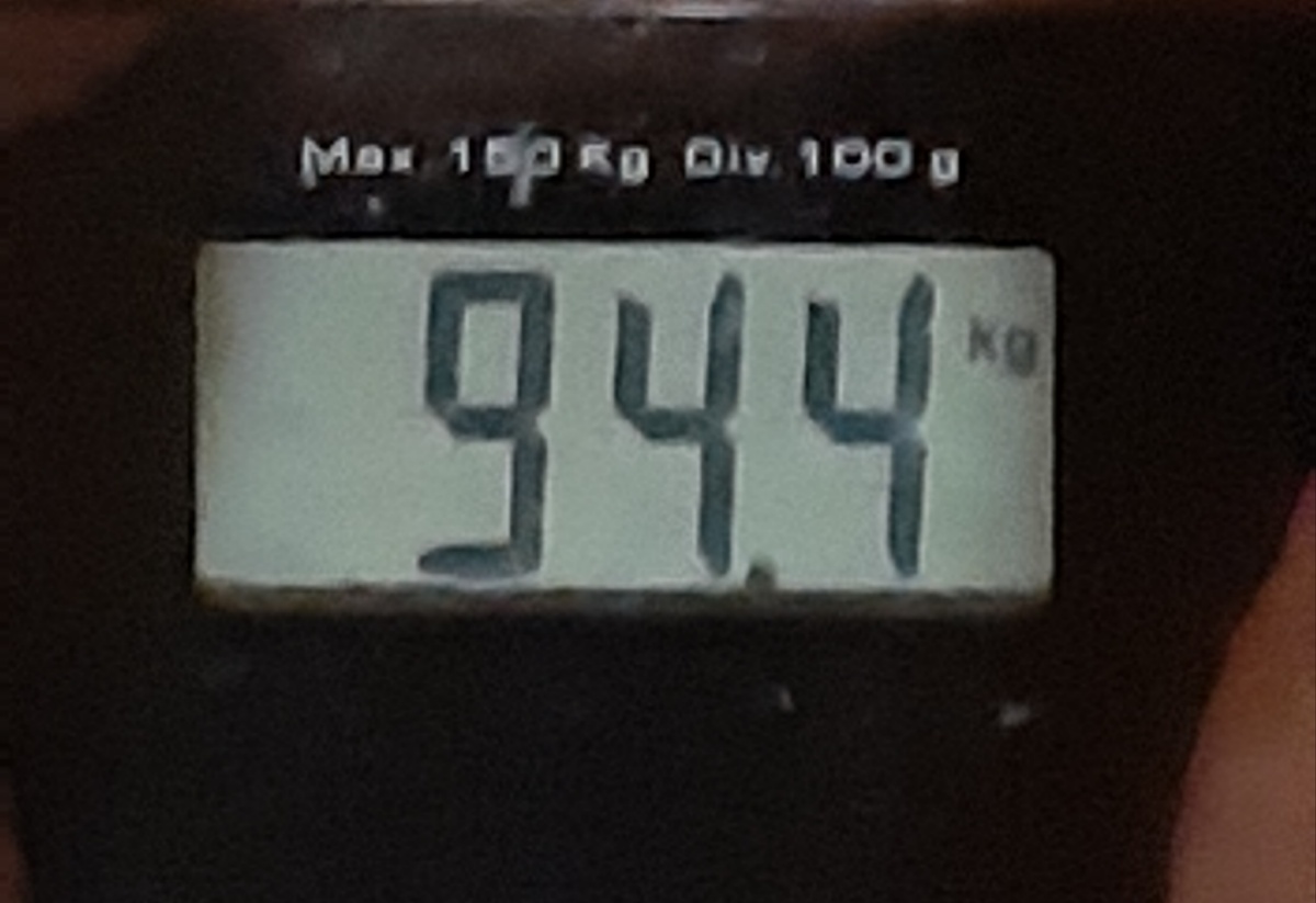 Вот отчет по весу, вчера было 96,1 кг