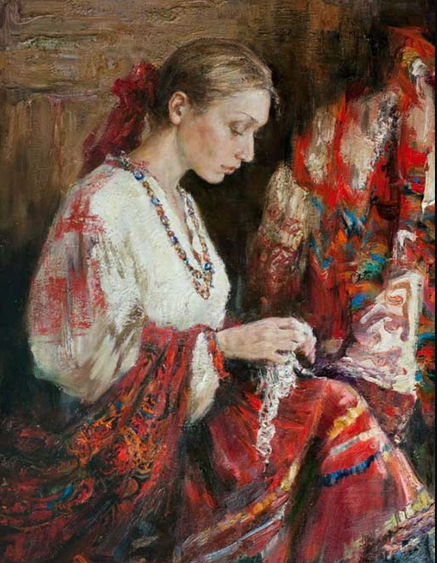 "Девушка, пришивающая кружева", 2008