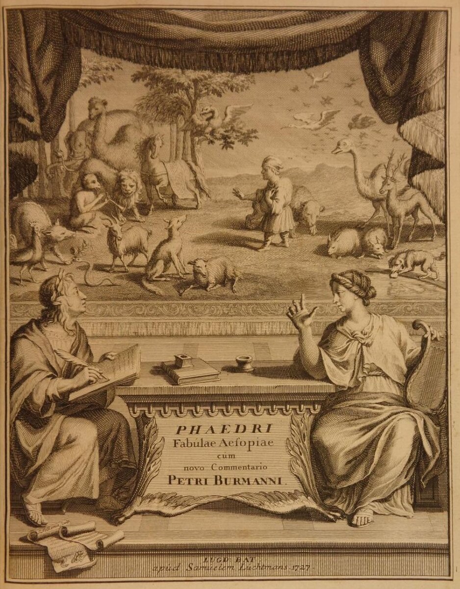 Федр. Басни. Титульный лист книги, изданной в 1727 г.