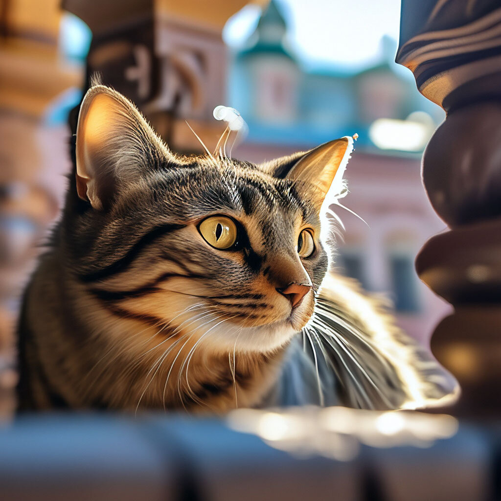 Кот во дворе Санкт-Петербурга. Нейросеть Шедеврум.