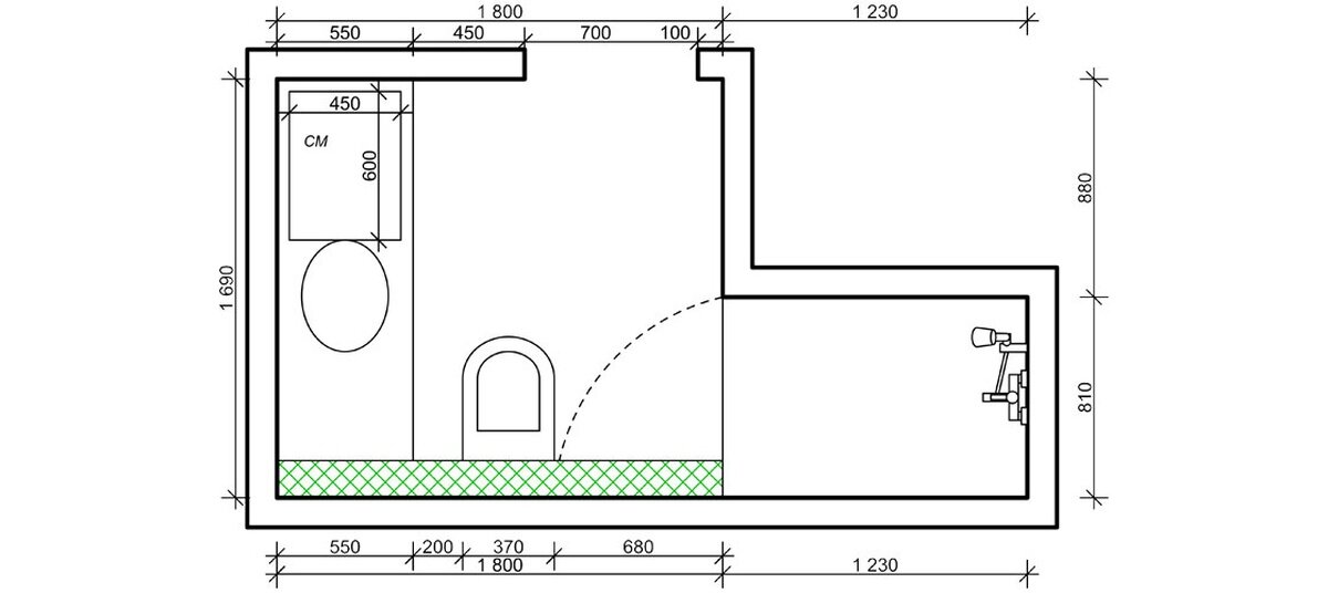Нарисовать план ванной комнаты с размерами онлайн