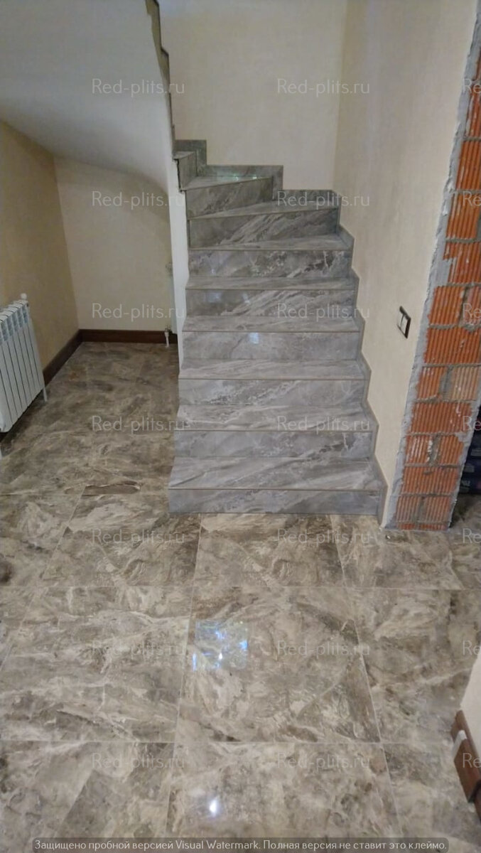 Облицовка внутренних ступеней из керамогранита Коллекция Keops Mochа