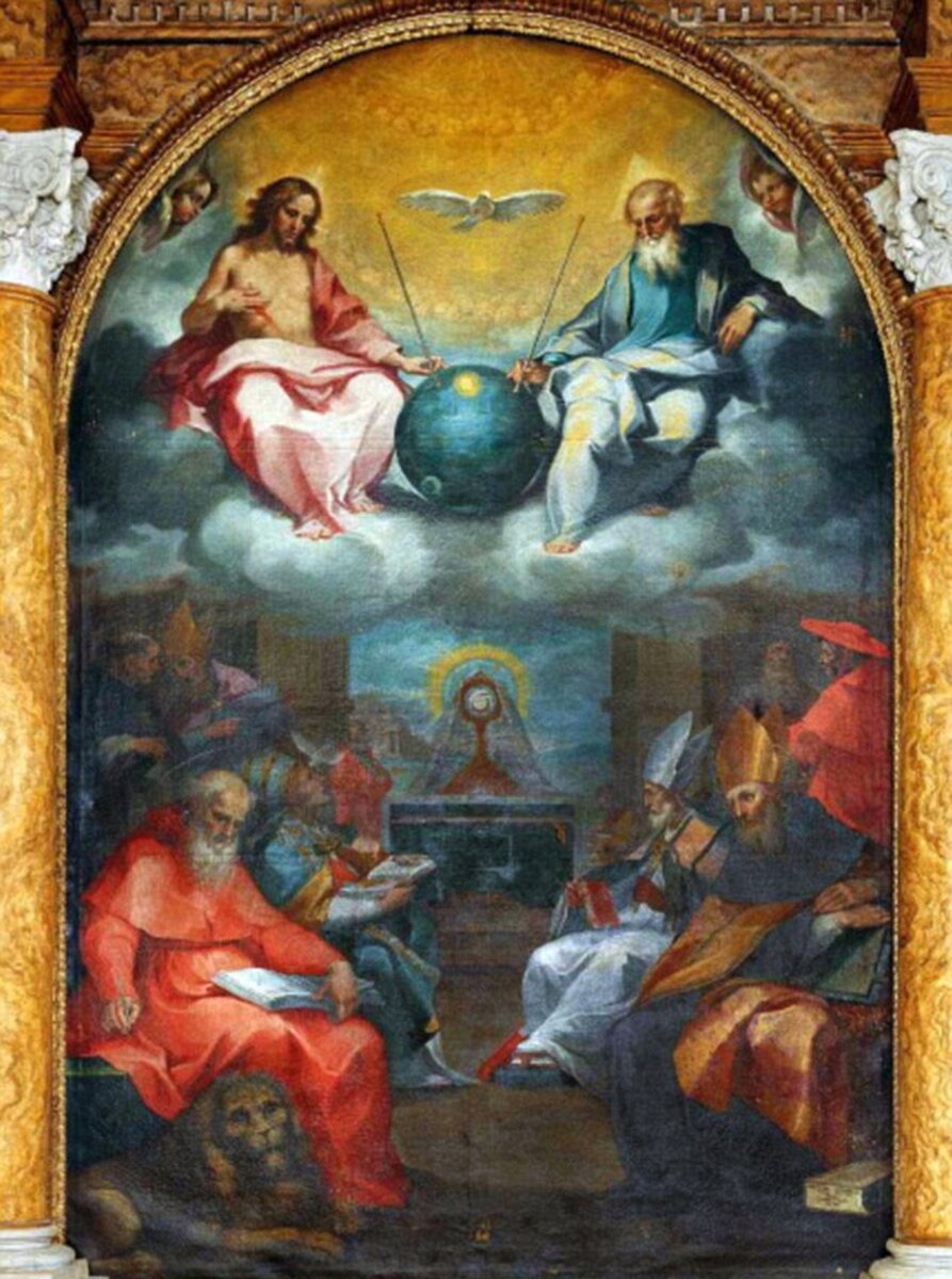 "Прославление таинства Евхаристии" в церкви Сан-Лоренцо в итальянском Сан-Пьетро. Вентура Салимбени. 1600 год.