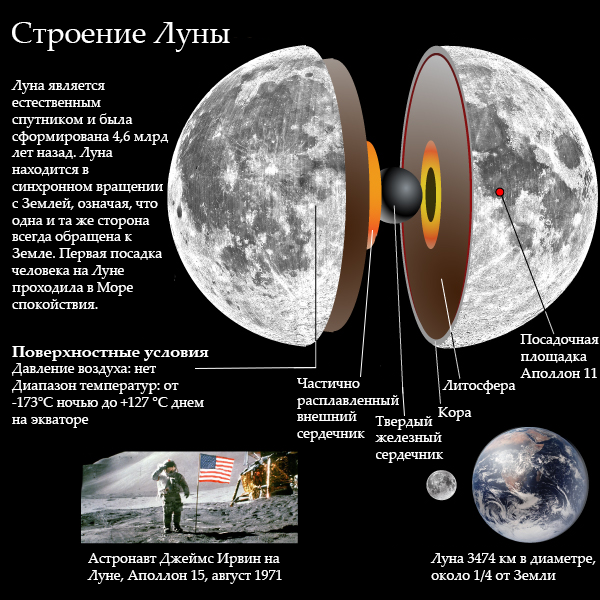 Схема строения луны