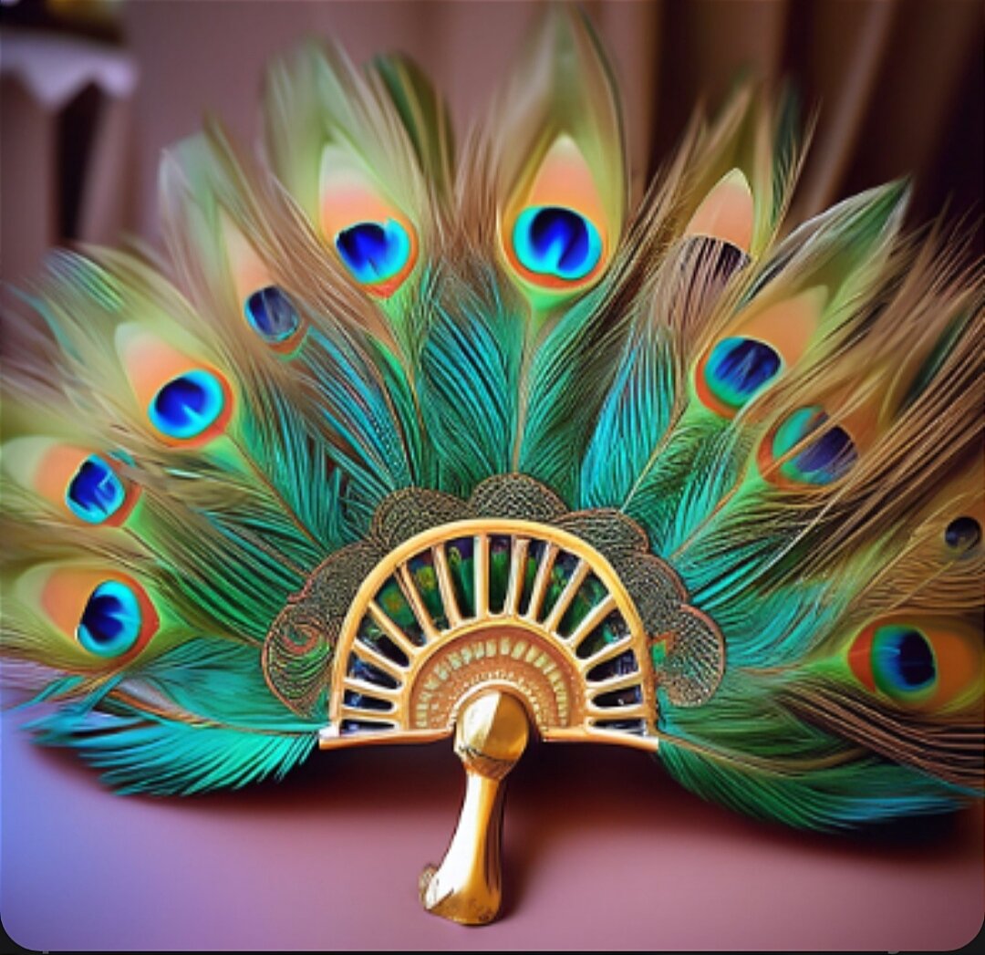 Веер из павлиньих перьев. Авторский рисунок