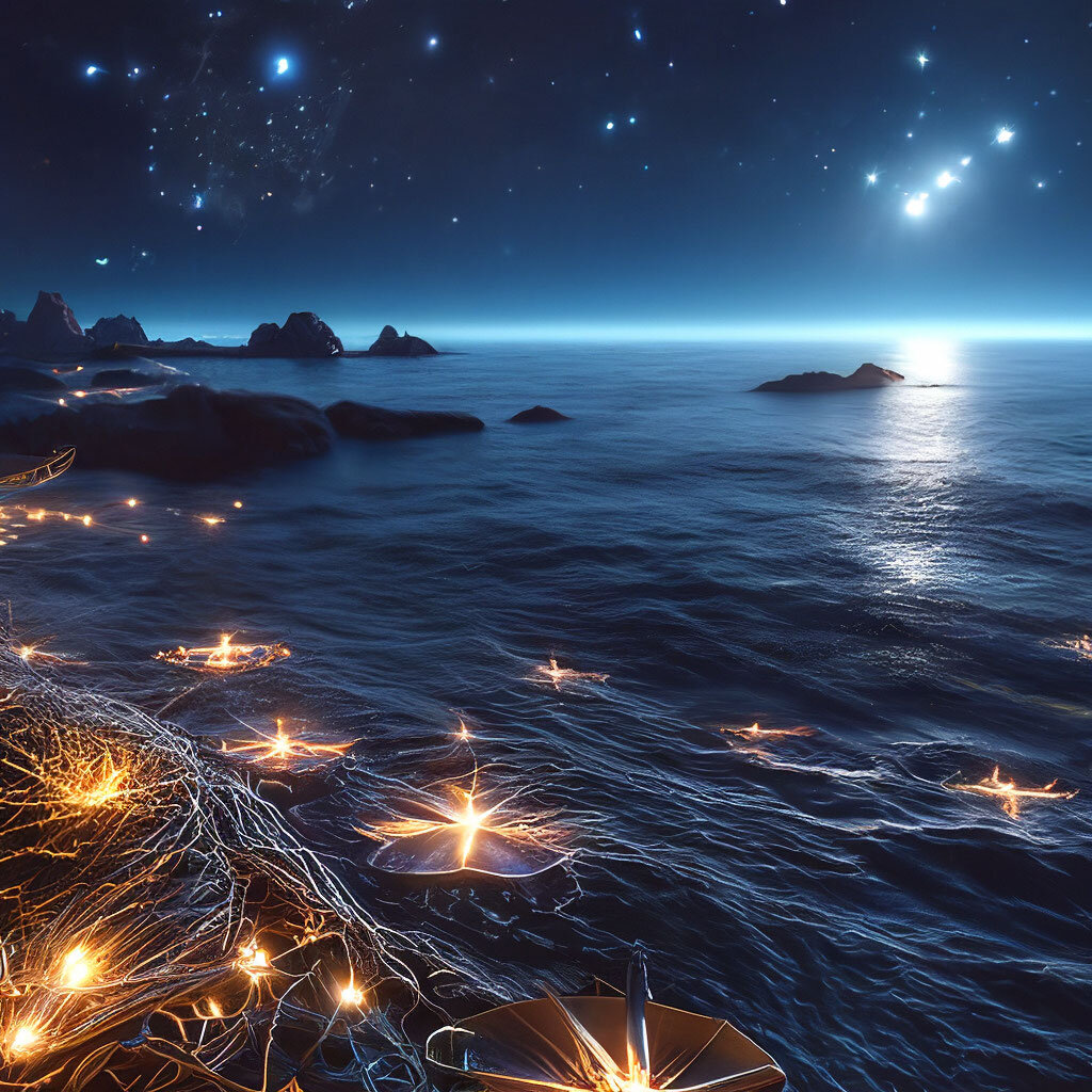 Полночь, море