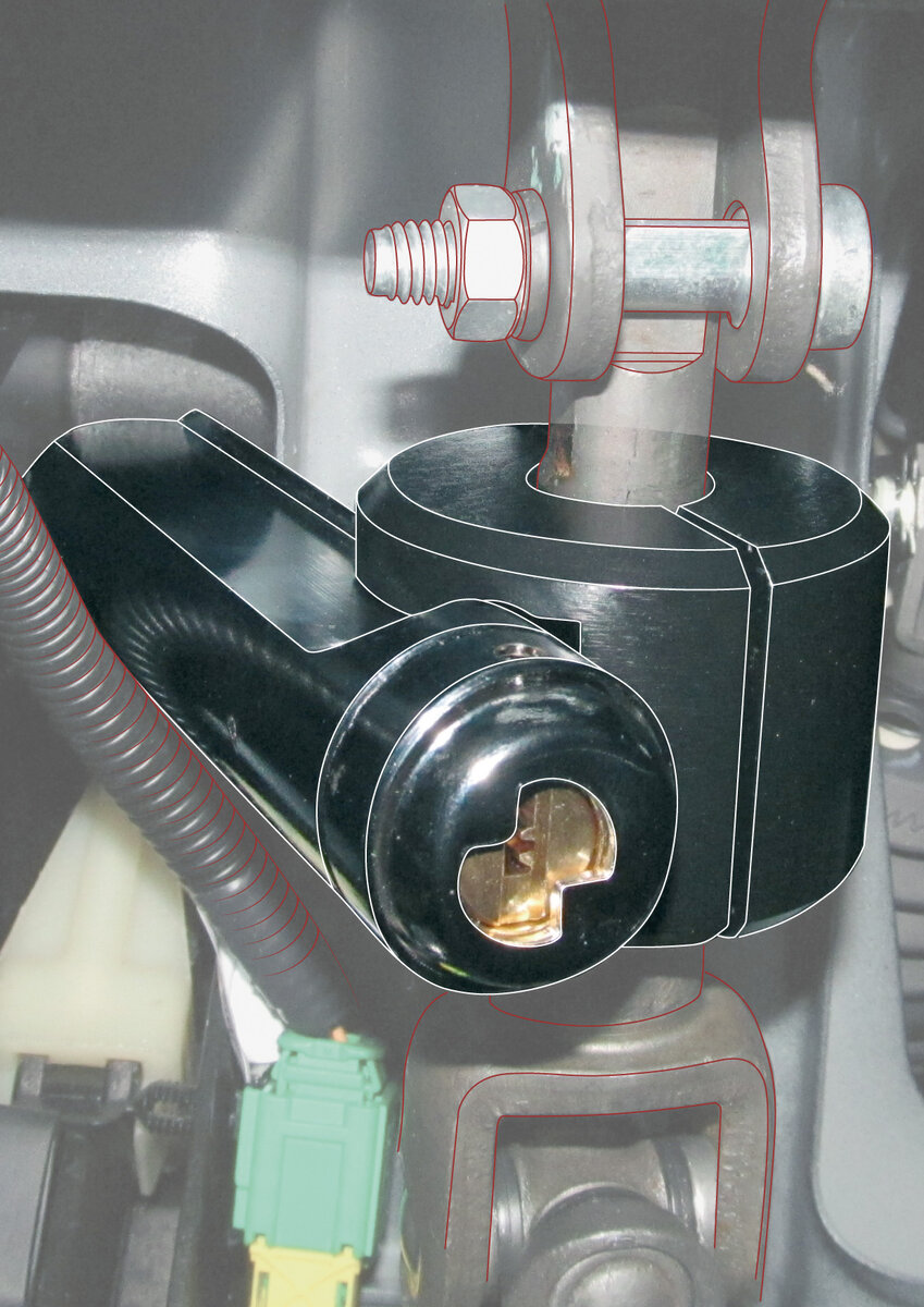 Установленный замок Fortus на рулевом валу