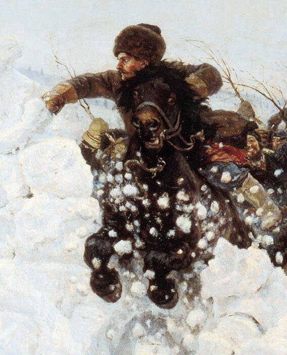 В. Суриков. "Взятие снежного городка". Фрагмент.