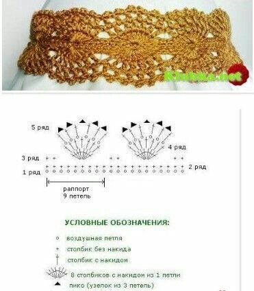 Схема вязаная повязка на голову крючком схема