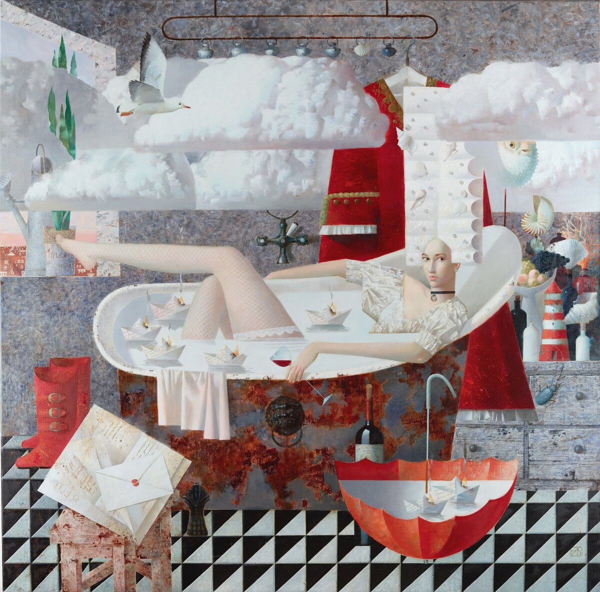 "Облачный день, или письма от любимого", 130x130см., худ. Анна Березовская 