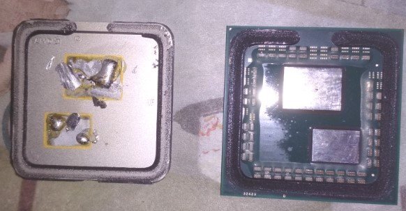 Припой под крышкой процессора AMD Ryzen 7 3800X