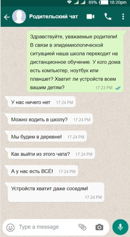 Картинка родительский чат в школе