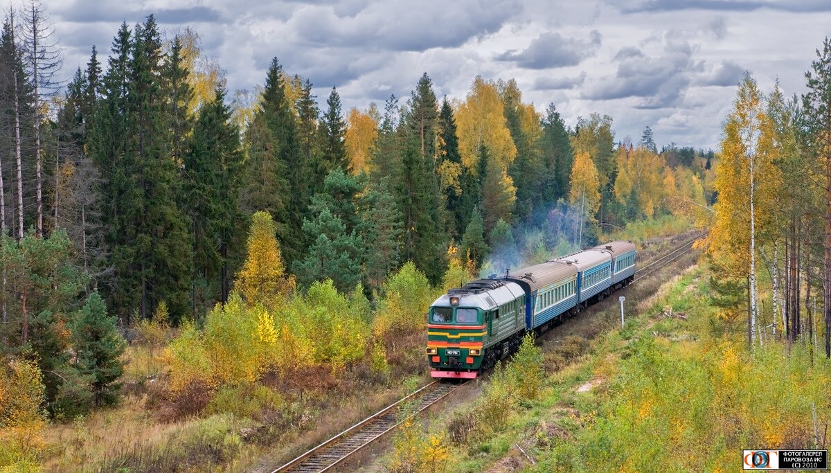 Современная "Кукушка" - пригородный поезд Тума - Владимир под тепловозом ДМ62. Фото из фотогалереи "Паровоз ИС"