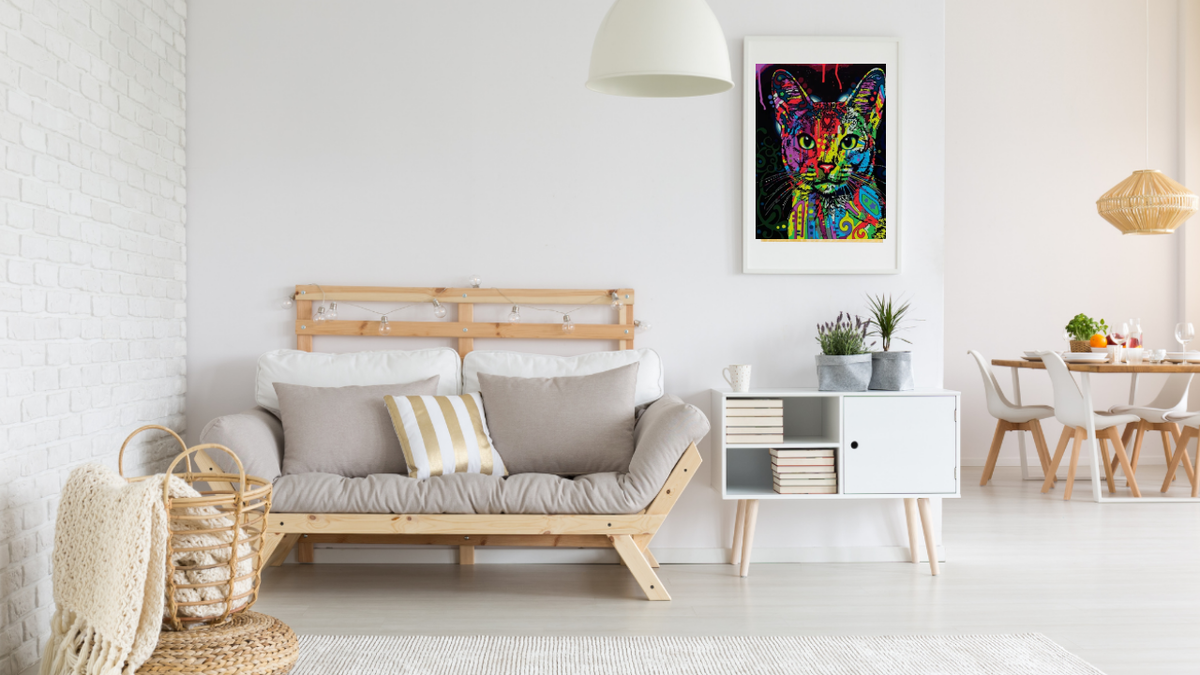 Картина по номерам "Кошка поп-арт" в интерьере