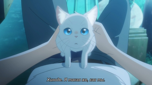 Кадр из аниме, где "Мугэ" в образе кошки "Таро"