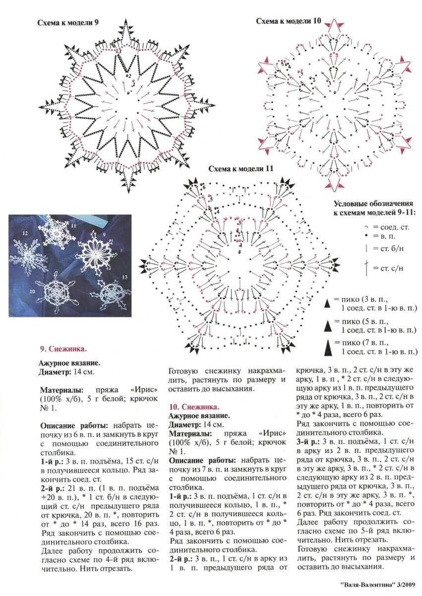 Снежинки связанные крючком со схемами