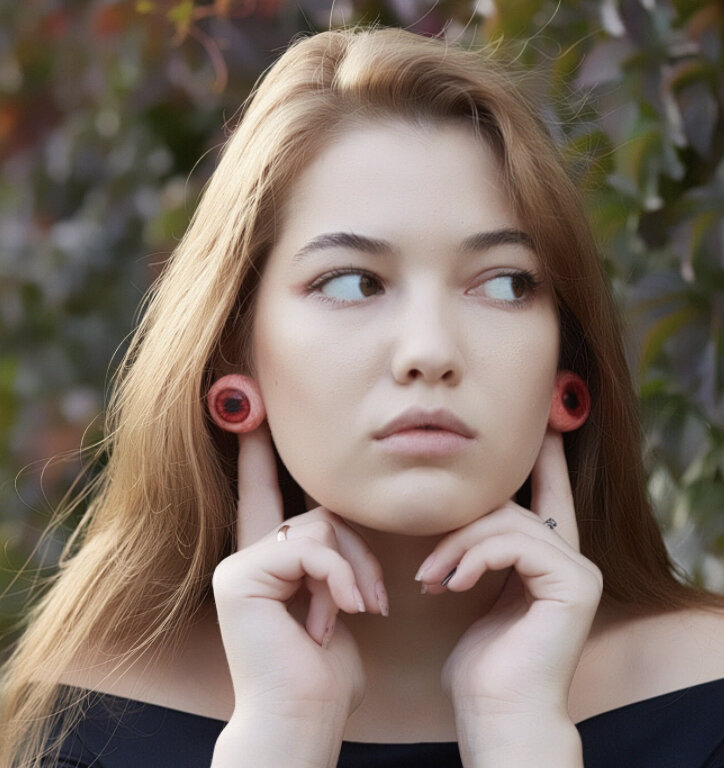 Серьги на девушке.