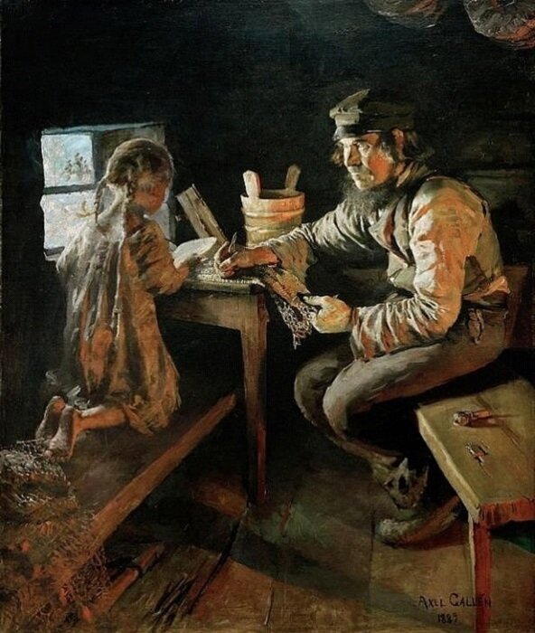«Первый урок» (1889 год). Музей Атенеум, Хельсинки