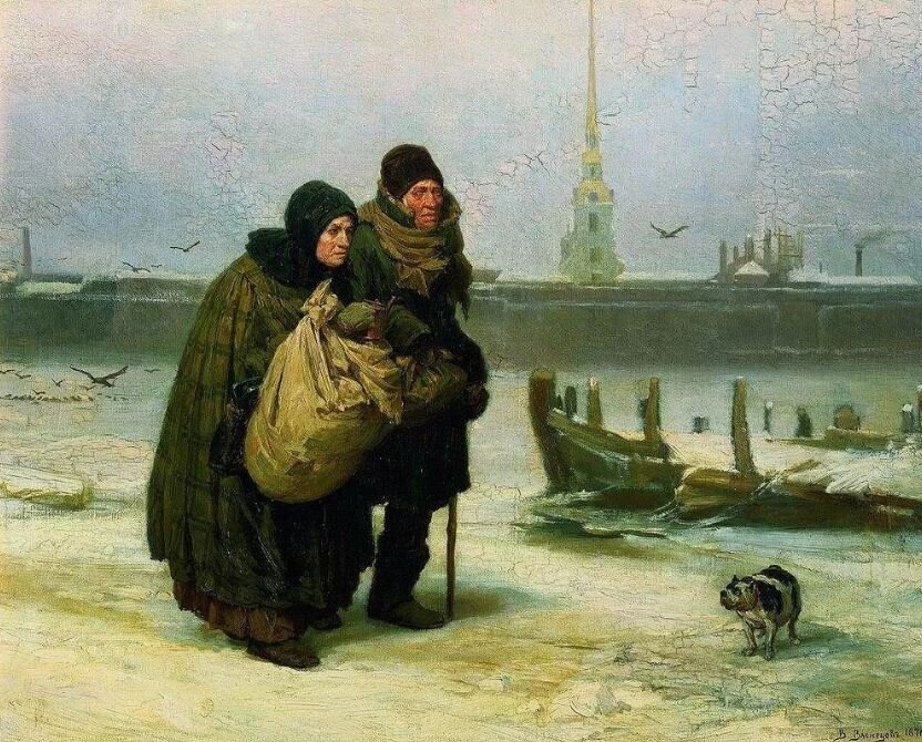 Картина «С квартиры на квартиру» (1876). Художник - Васнецов Виктор Михайлович  