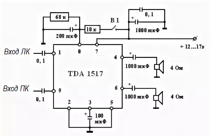 Микросхема tda1517 схема включения