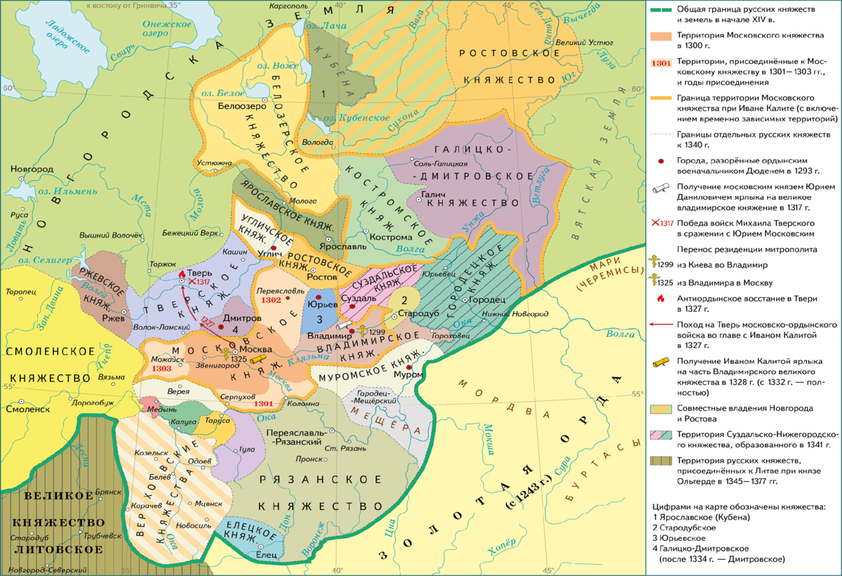 Усиление московского княжества в 1300 1462 контурная карта 6 класс