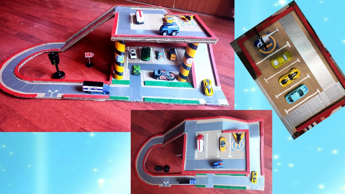 Парковка из картона. фото Ольги Мишиной.