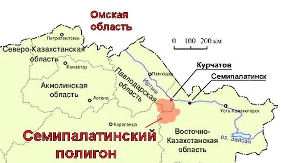 Карта семипалатинский ядерный полигон