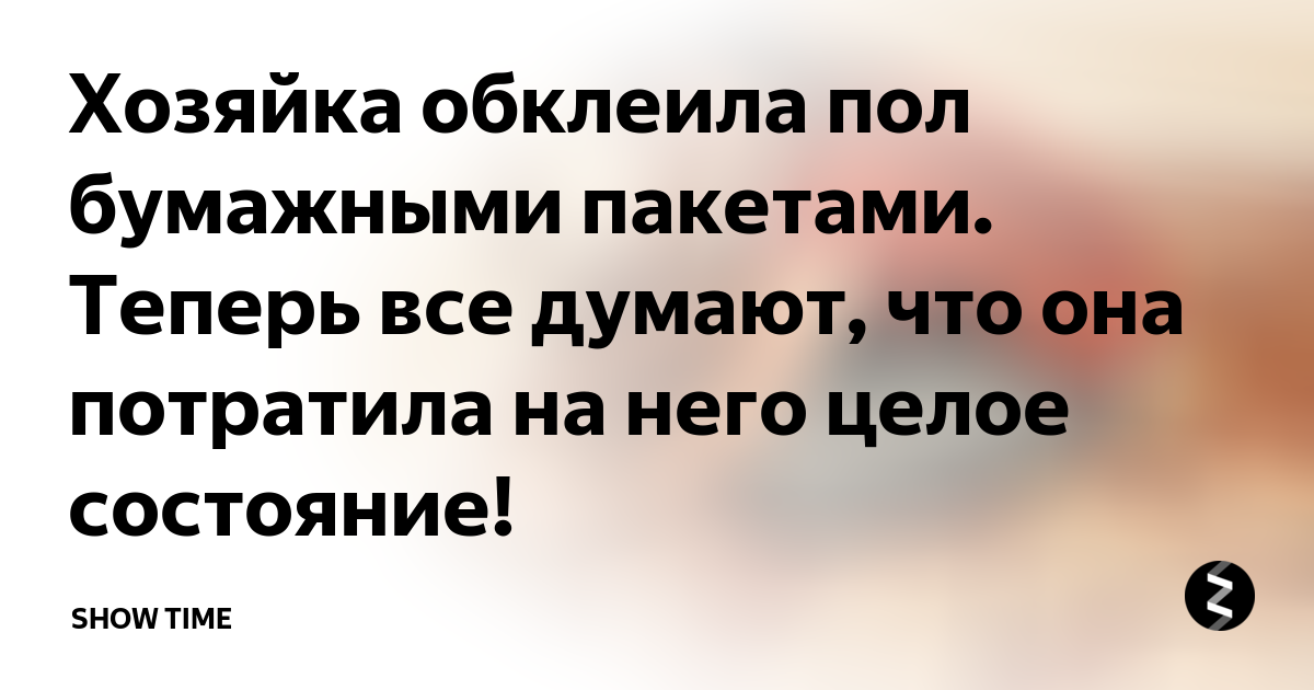 Хозяйка обклеила пол бумагой. Теперь все думают, что она потратила состояние