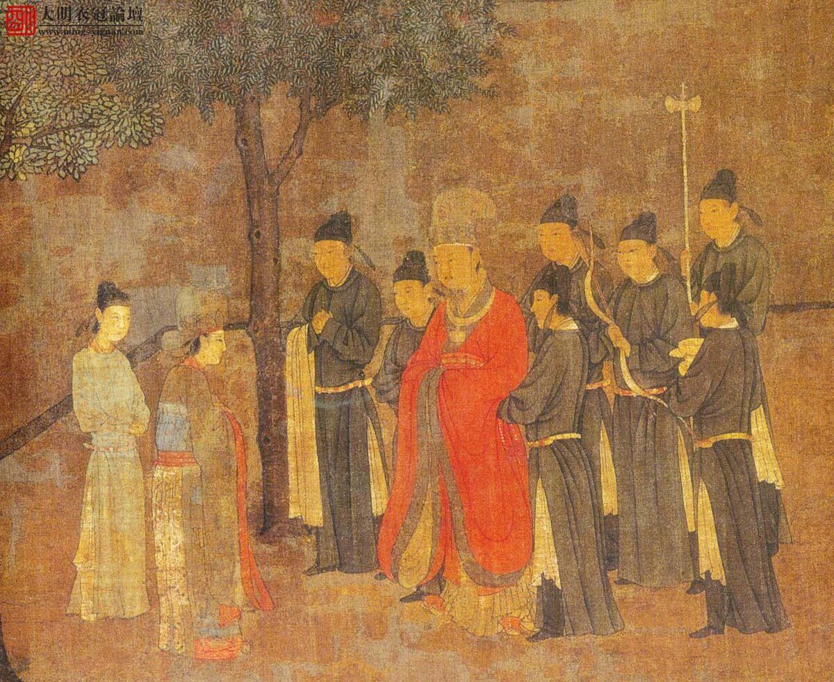 Китайский император эпохи Мин с символами власти (секирой и луком)