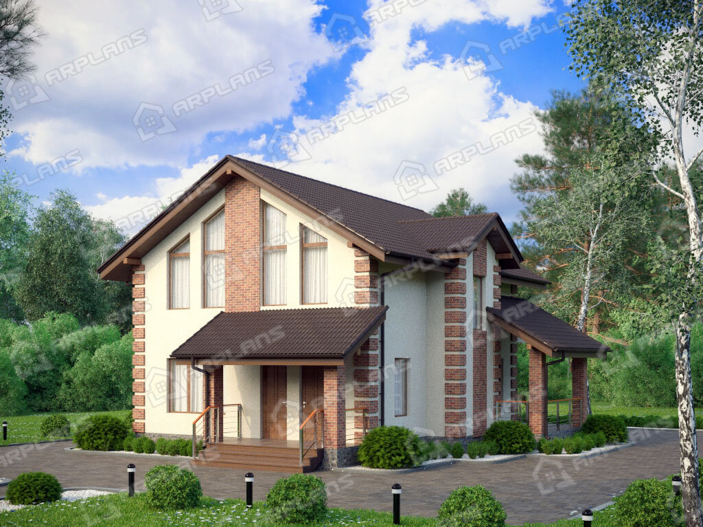 Фото 1 дома из газобетона с 3 спальнями, 120 кв м. Источник arplans.ru Проект К-247