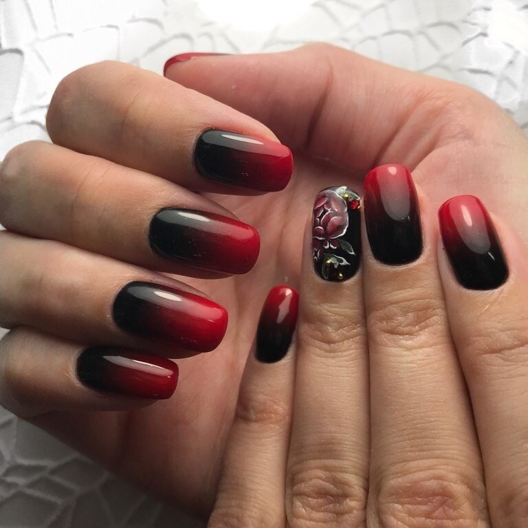 Маникюр красный с черным на короткие и длинные ногти (39 фото дизайна)