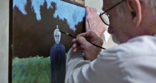 Хаггинс в процессе творчества