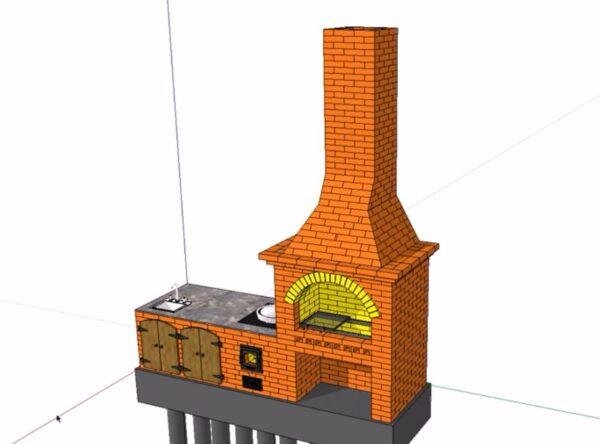 Кирпичная часть комплекса барбекю