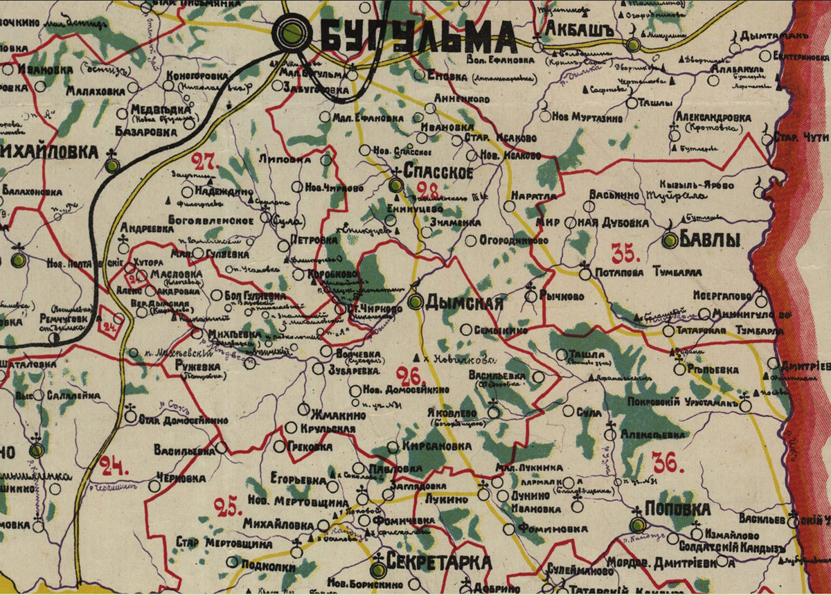 Карта самарской губернии 1912 с изображением деревень