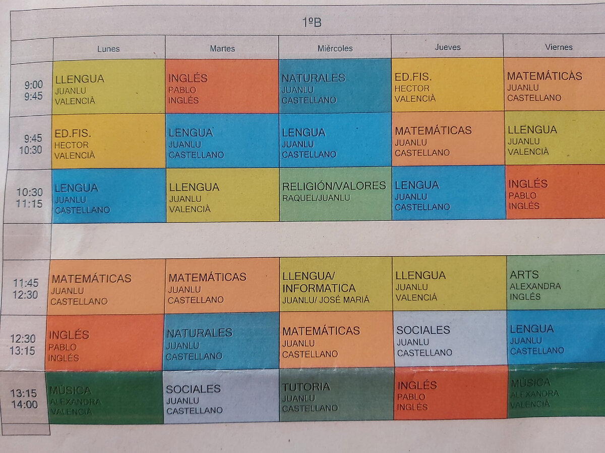 Испанская школа - расписание уроков в 1 и 3 классе | Жизнь в Испании -  Торревьеха | Дзен
