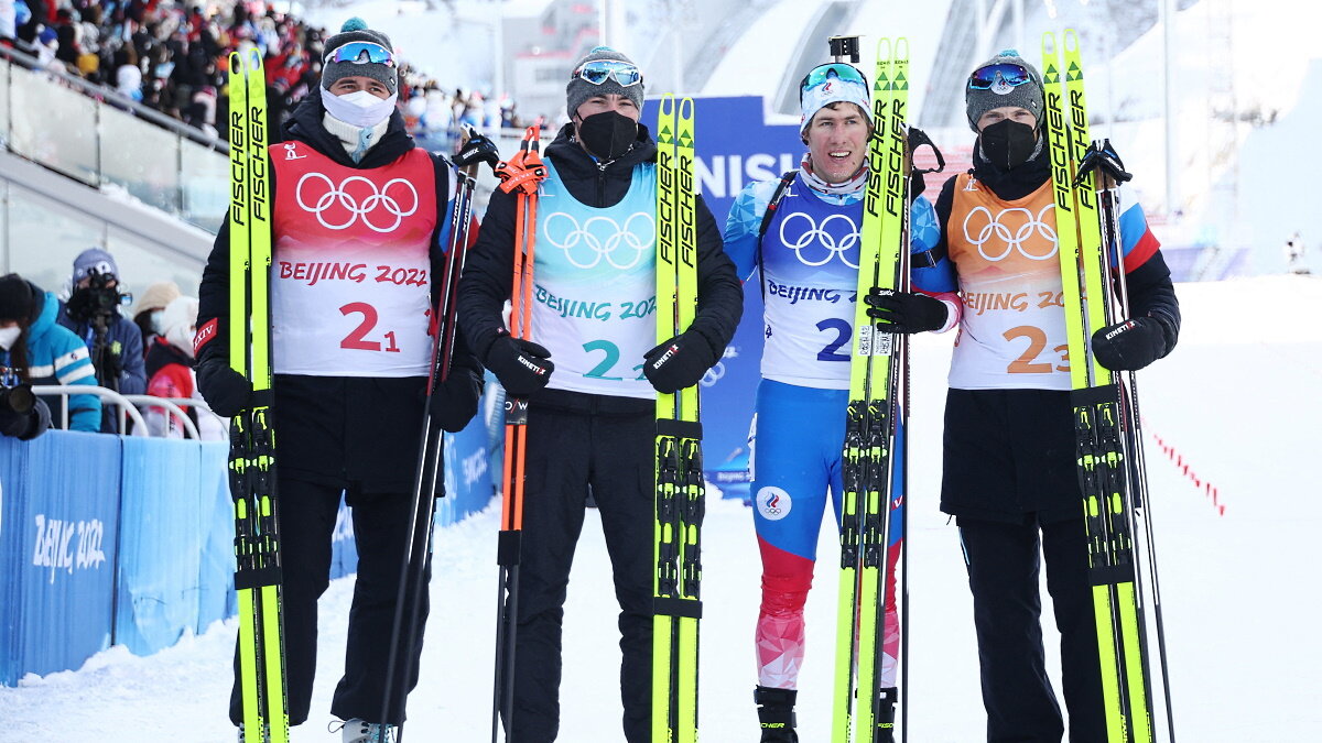    Сборная России по биатлону, выигравшая бронзу на Олимпиаде - Халили, Логинов, Латыпов и Цветков. Фото: REUTERS