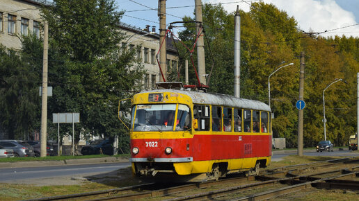 Трамвай Tatra T3SU-3022. Покатушки по Барнаулу.