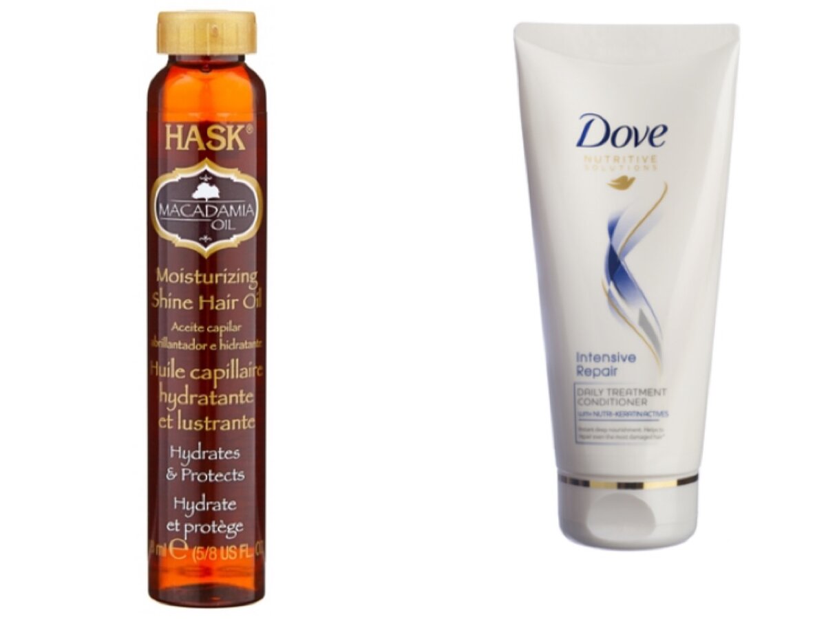 
Масло HASK (243 ₽) + маска Dove Intense Repair (274 ₽)