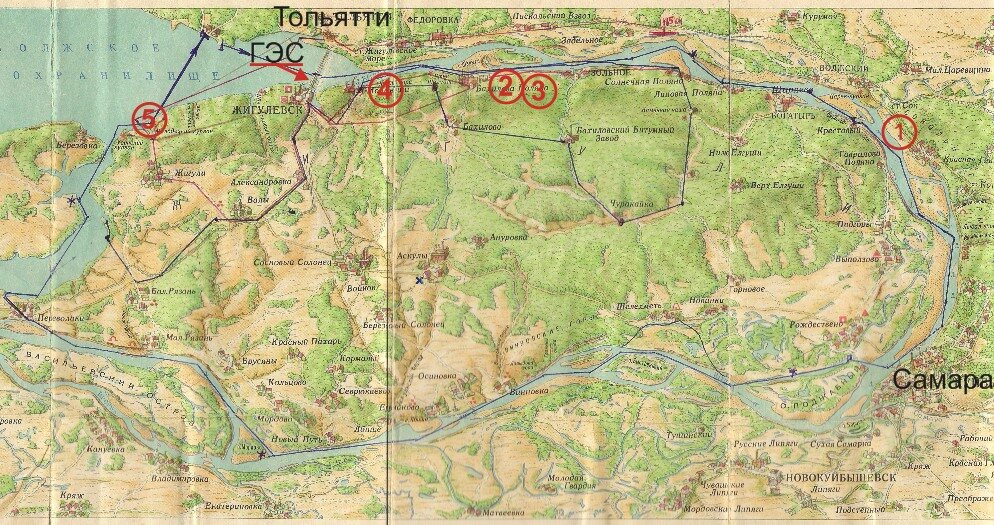 Карта жигулевской кругосветки