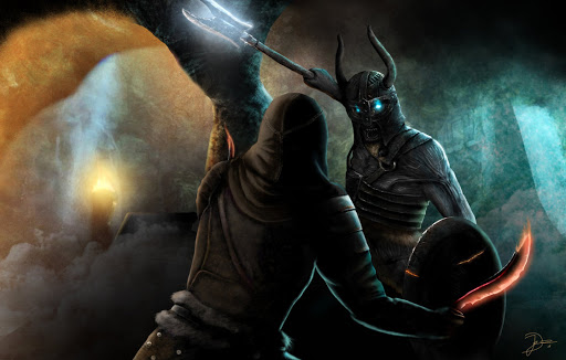 Фан арт драугра и искателя приключений.